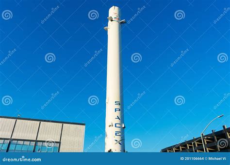 Falcon 9 Rocket Booster at SpaceX, Space Exploration Technologies Corp, Headquarters Building ...