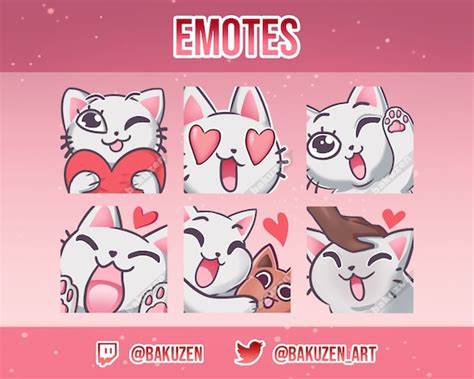 White Cat Emote Pack For Twitch Discord Love Set Cute Etsy Canada