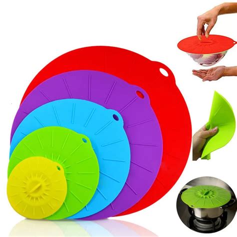 5pcsset Universal Silicone Suction Lid Bowl Pan Cooking Pot Lid