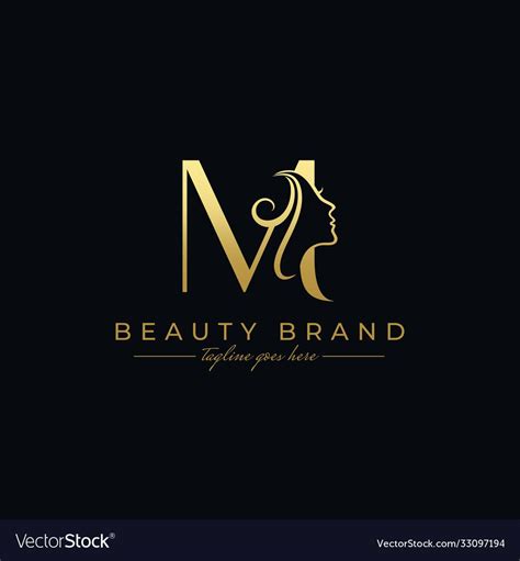 Letter M Beauty Face Hair Salon Logo Design Vector Image On Vectorstock