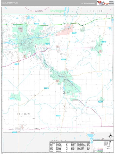 Elkhart County Wall Map Premium Style