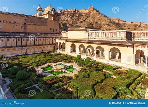 Amber Sheesh Mahal Garden In Amber Fort Jaipur India Stock Image