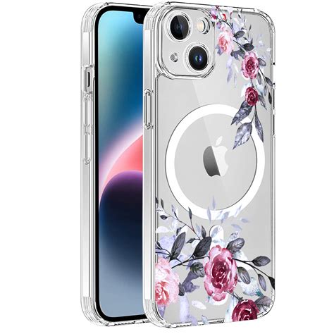 Etui do iPhone 13 14 DO MAGSAFE FLOWER wzory SILICONE SZKŁO SZYBKA