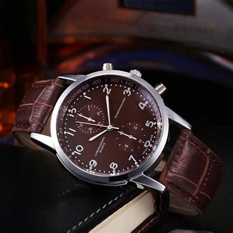 Men Watches New Unisex Leather Stainless Steel Dial Quartz Wrist Watch