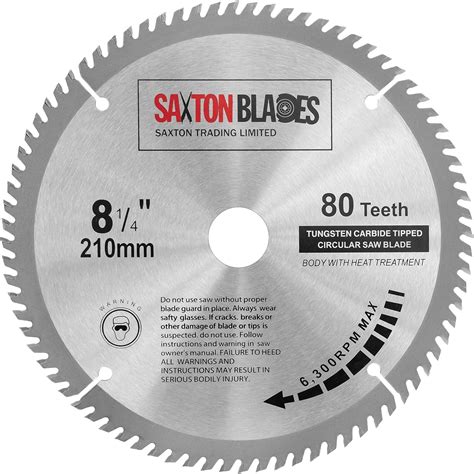 Saxton TCT Circular Wood Mitre Saw Blade 210mm X 80T X 25 4mm Bore Fits