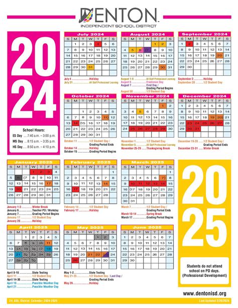 Denton Independent School District Calendar 2024 2025 In PDF