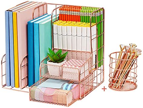 Marbrasse Rose Gold Desk Organizer Set Of 2 Desktop Organizer Rose