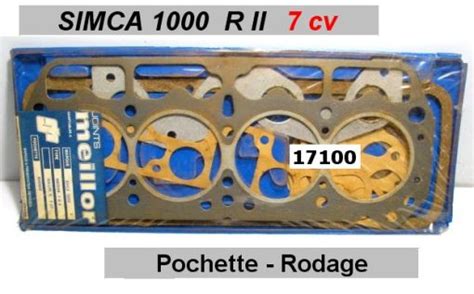 Joint Pochette Rodage Simca Rallye Ii Moteur G Cv Meillor