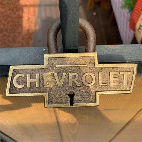 Chevrolet Large Brass Lock With Keys Chevy Logo Antique Etsy