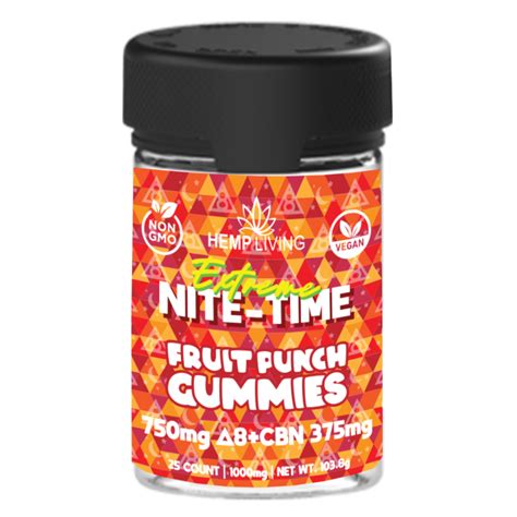 Hemp Living Extreme Nite Time Delta Cbn Gummies Ct Jar Fruit