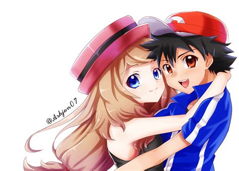 Ash And Serena Hugging Art By Ashjon07 Ramourshipping