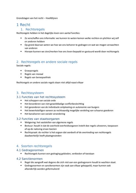 Samenvatting Grondslagen Van Het Recht 1 Hoofdlijnen Hoofdstuk 1 3