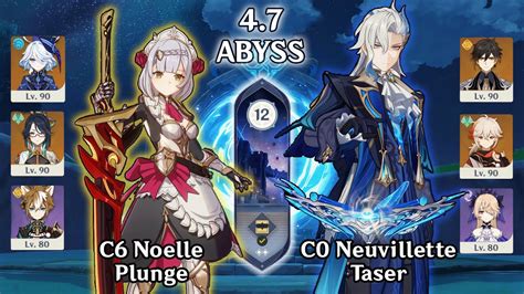 C6 Noelle Plunge C0 Neuvilette Taser 4 7 Spiral Abyss Genshin