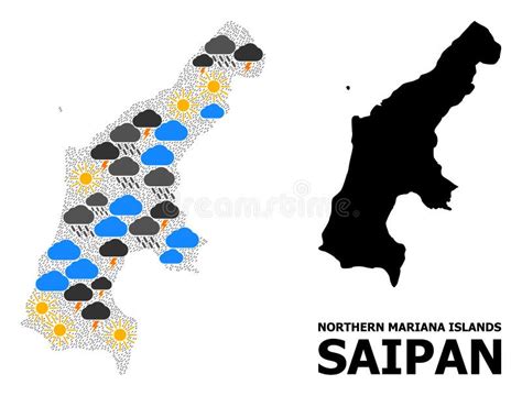 Mappa Del Collage Climatico Dell Isola Di Saipan Illustrazione Di Stock