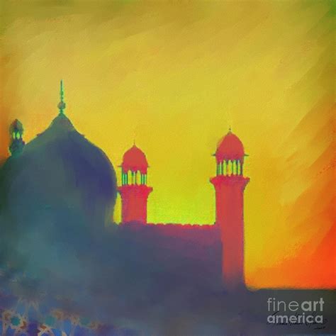 Badshahi Mosque Lahore Painting By Seema Sayyidah