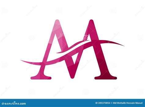 Low Poly And M Letter Logo Design Vector Illustration Stock