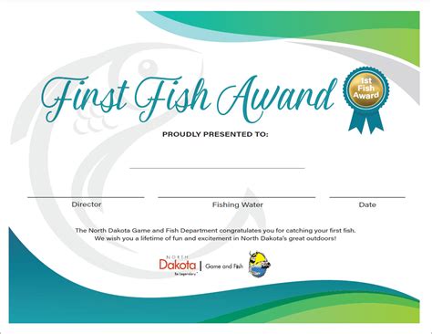 First Fish Certificate | North Dakota Game and Fish