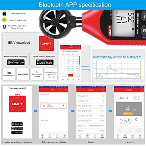 Uni T Ut Bt Bluetooth Anemometer Handheld Mini Digital Im Windmesser