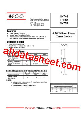 1N753 Datasheet PDF Micro Commercial Components