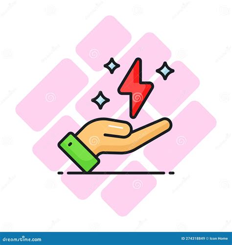 Thunderbolt On Hand Depicting Concept Vector Of Save Energy Vector In