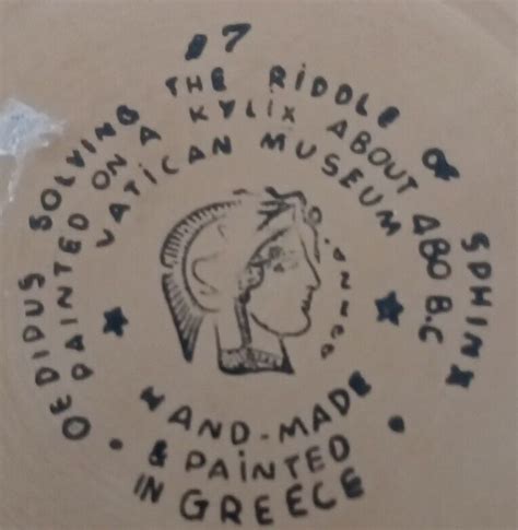 Vintage Greek Hand Made Plate Oedipus Solving The Riddle Of Sphinx 7