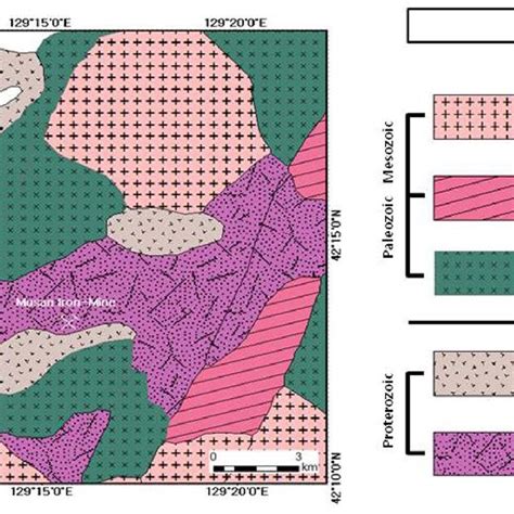 Geologic Map of the Musan Iron-mine area(modified from Chi et al., 2012 ...