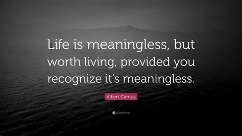 Albert Camus Quote Life Is Meaningless But Worth Living Provided