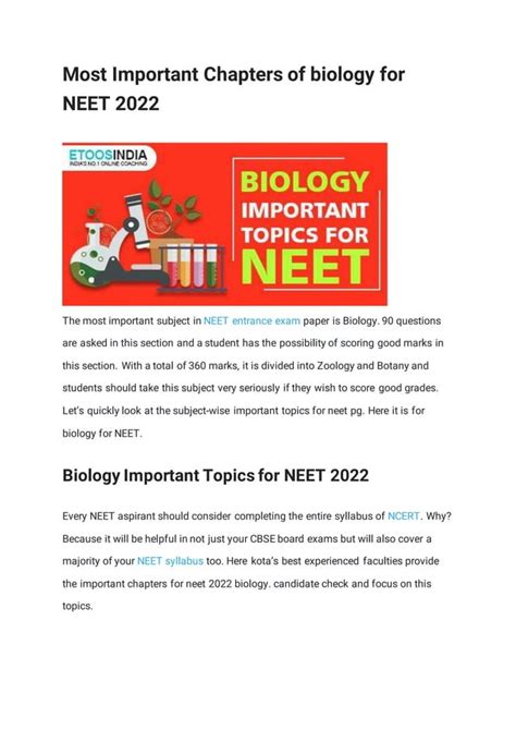 Most Important Chapters Of Biology For Neet 2022docx