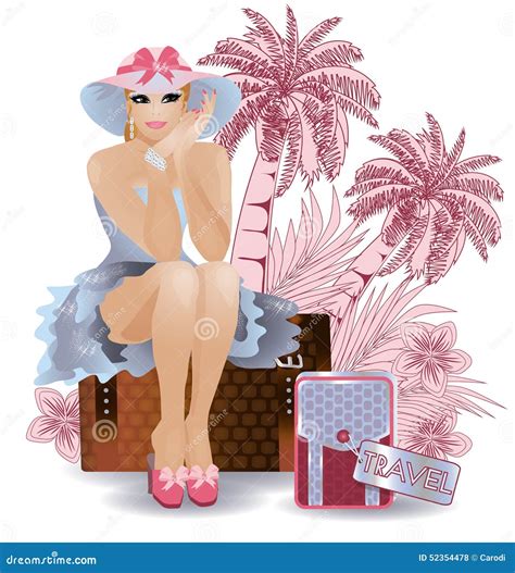 Summer Travel Sexual Woman Stock Vector Illustration Of Baggage 52354478