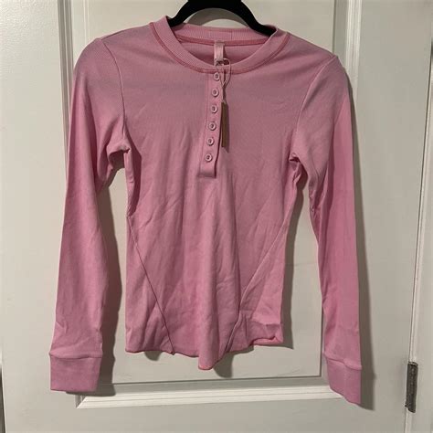 Skims Cotton Rib Long Sleeve Henley Top Free Depop