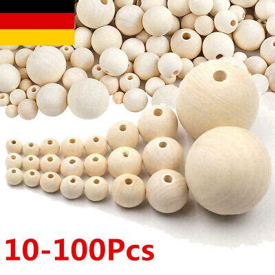 100tlg Natur Holzperlen Buche Roh Perlen Basteln Deko 6 8 10 12 14 16