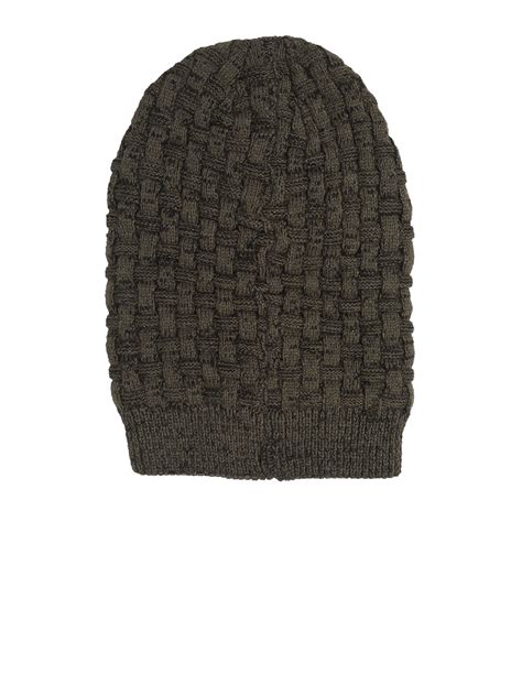 Buy Fabseasons Unisex Brown Self Design Beanie Caps For Unisex