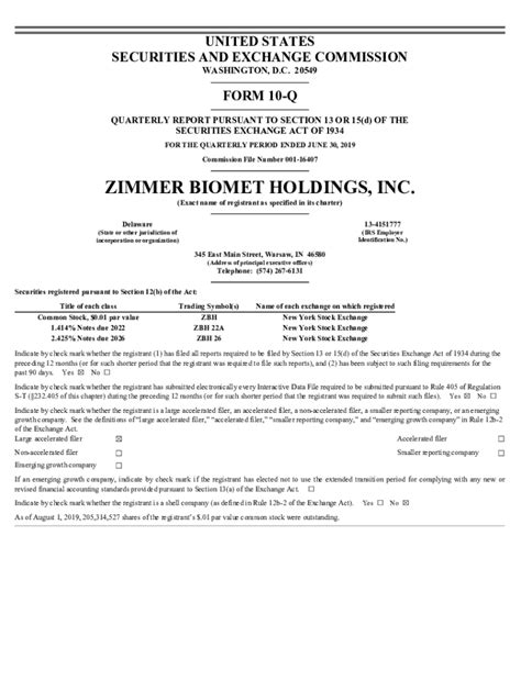 Fillable Online Annual Reports Zimmer Biomet S Investor Relations Fax