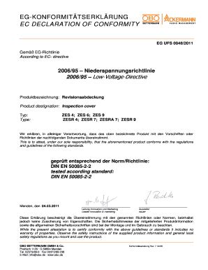 Fillable Online Eg Konformittserklrung Ec Declaration Of Obo