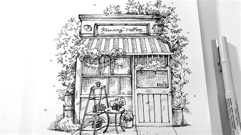 Urban Sketching Cafe Pen Drawing YouTube