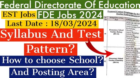 Federal Directorate Of Education Fde Jobs For Teachers Syllabus