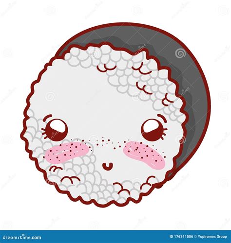 Rollo De Arroz Kawaii Dibujos Animados De Comida Japonesa Sushi Y