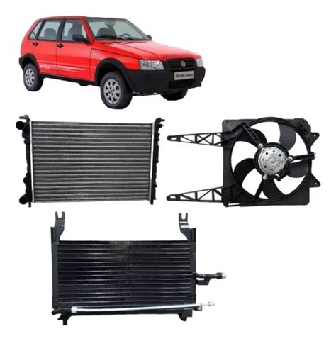 Kit Radiador Condensador Ventoinha Fiat Uno Fiorino Ar