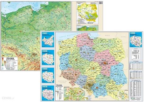 Polska Mapa Ścienna Fizyczna administracyjna MIDI Ceny i opinie