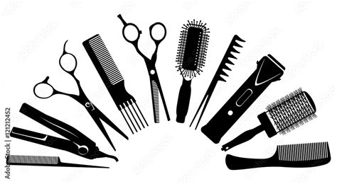 Silhouettes Of Tools For The Hairdresser Stock Vector Adobe Stock