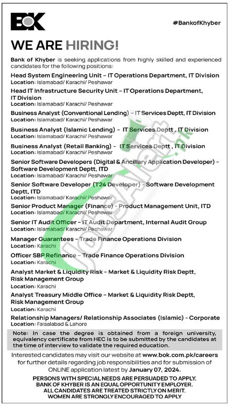 Bank Of Khyber Bok Jobs Current Employment Opportunities Bok