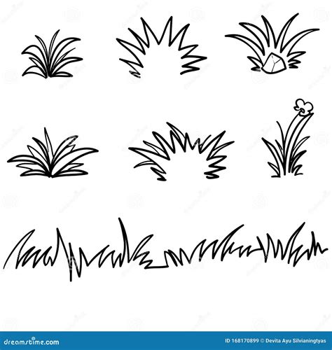 Doodle Grass Illustration Collection Handdrawn Style Stock Vector Illustration Of Clover