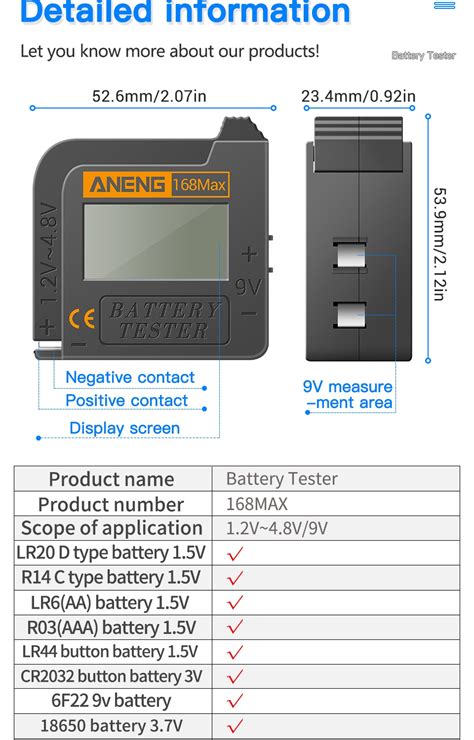 Aneng 168Max Digital Lithium Battery Capacity Tester Universal Test