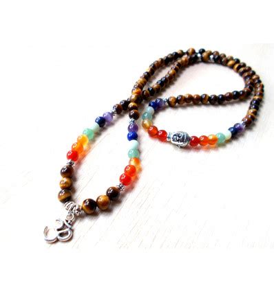 Mala Occhio Di Tigre Perline Chakra Bracciale Tibetano