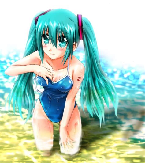 Safebooru Green Eyes Green Hair Hatsune Miku Long Hair One Piece