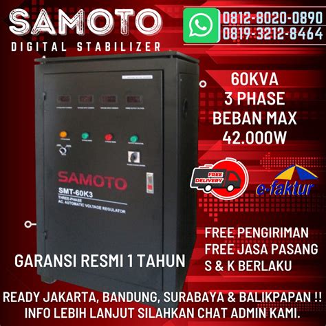 Jual STABILIZER SAMOTO 60KVA 3 PHASE AUTO VOLT STABILIZER SAMOTO