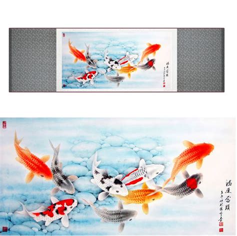 Fish painting traditional art Chinese painting fish and flower ...