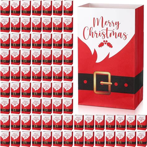 Amazon Qilery 200 Pieces Christmas Gift Bags Bulk Santa Paper Bags