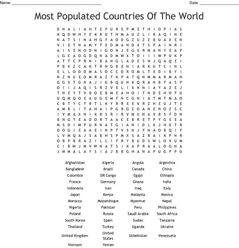 European Countries Word Search Printable Word Search Maker