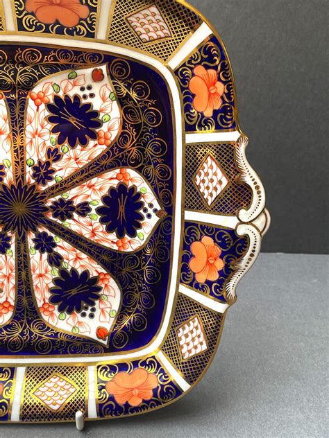 Royal Crown Derby Old Imari 1128 Pattern Square Cake Plate Dated 1937